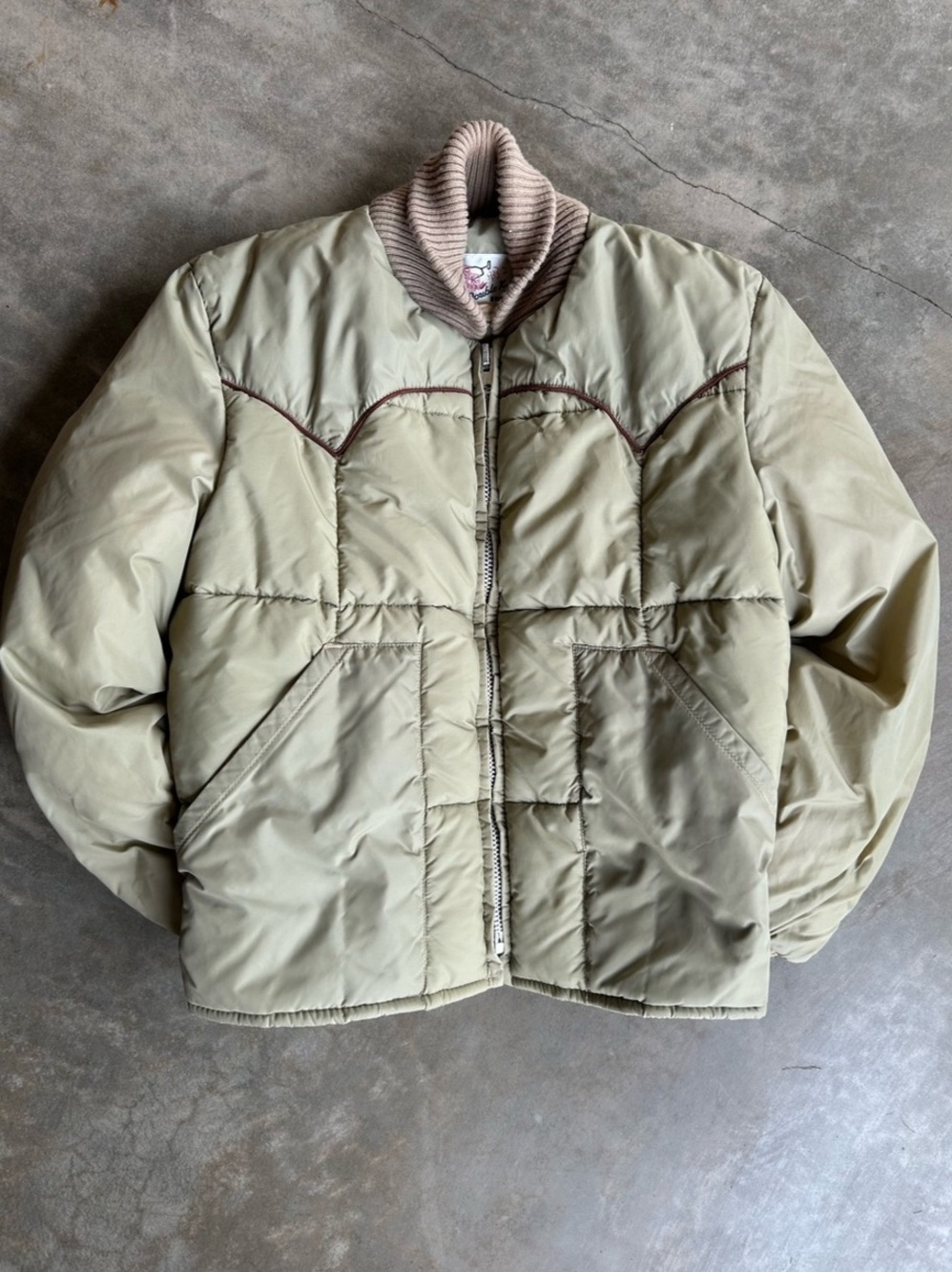 Double K Brand Puffer Jacket in khaki & Brown Size 36R
